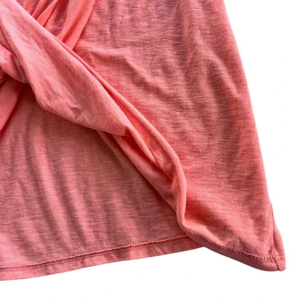 Fabletics Women's Med. Coral Flamingo Twist Switch Back Long Sleeve Tee Athletic